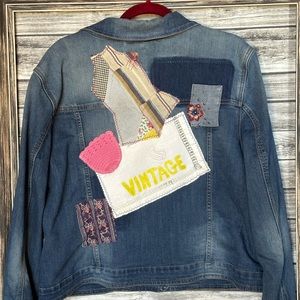 Recycled UpCycled Vintage Quilt Denim Jacket Gypsy Hippie Handmade Y2K XL